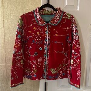 Ivko Reversible Blossom Jacquard Jacket Cardigan